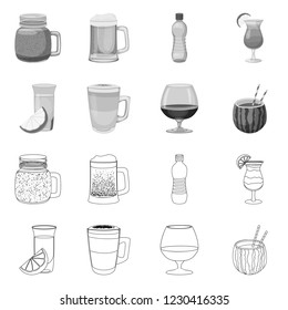 Vector illustration of drink and bar icon. Set of drink and party stock vector illustration.
