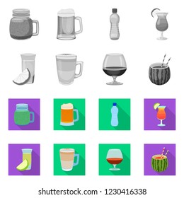 Vector illustration of drink and bar icon. Collection of drink and party stock symbol for web.
