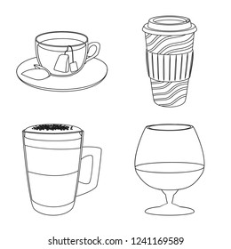 Vector illustration of drink and bar icon. Set of drink and party stock symbol for web.