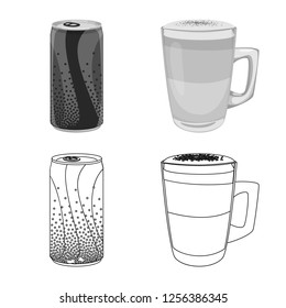 Vector illustration of drink and bar icon. Collection of drink and party vector icon for stock.