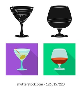Vector illustration of drink and bar icon. Collection of drink and party stock vector illustration.