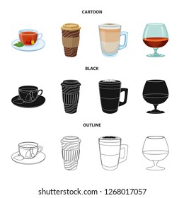 Vector illustration of drink and bar icon. Collection of drink and party vector icon for stock.