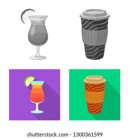 Vector illustration of drink and bar icon. Collection of drink and party stock symbol for web.