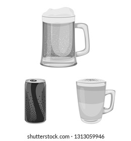 Vector illustration of drink and bar icon. Collection of drink and party vector icon for stock.