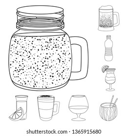 Vector illustration of drink and bar icon. Set of drink and party stock vector illustration.
