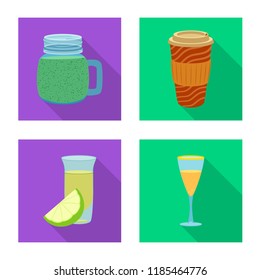 Vector illustration of drink and bar logo. Set of drink and party stock symbol for web.