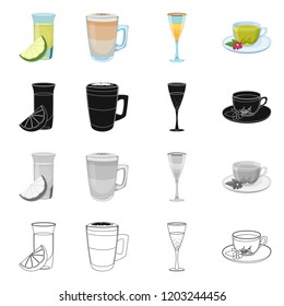 Vector illustration of drink and bar logo. Collection of drink and party vector icon for stock.