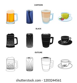 Vector illustration of drink and bar logo. Set of drink and party stock vector illustration.
