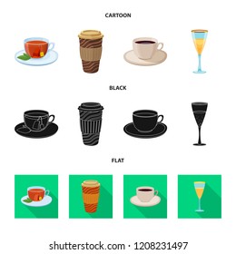 Vector illustration of drink and bar logo. Set of drink and party vector icon for stock.