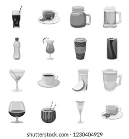 Vector illustration of drink and bar logo. Set of drink and party vector icon for stock.