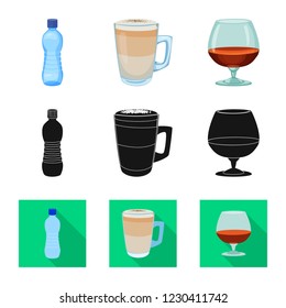 Vector illustration of drink and bar logo. Collection of drink and party stock symbol for web.