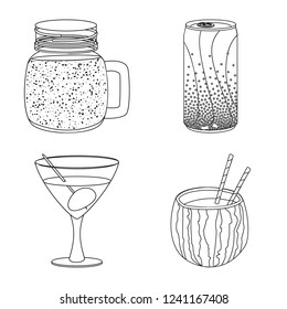 Vector illustration of drink and bar logo. Set of drink and party stock symbol for web.