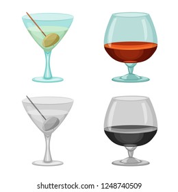 Vector illustration of drink and bar logo. Set of drink and party vector icon for stock.