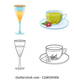 Vector illustration of drink and bar logo. Collection of drink and party stock symbol for web.