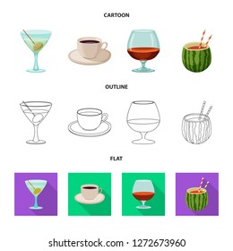 Vector illustration of drink and bar logo. Set of drink and party vector icon for stock.