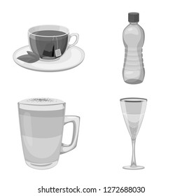 Vector illustration of drink and bar logo. Collection of drink and party stock vector illustration.