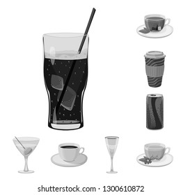 Vector illustration of drink and bar logo. Collection of drink and party vector icon for stock.