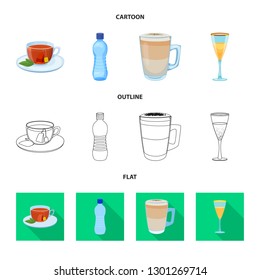 Vector illustration of drink and bar logo. Collection of drink and party vector icon for stock.