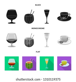 Vector illustration of drink and bar logo. Collection of drink and party stock symbol for web.