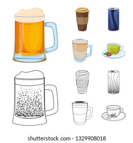 Vector illustration of drink and bar logo. Collection of drink and party vector icon for stock.
