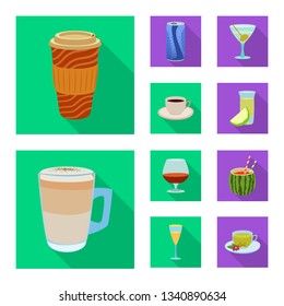 Vector illustration of drink and bar logo. Set of drink and party vector icon for stock.
