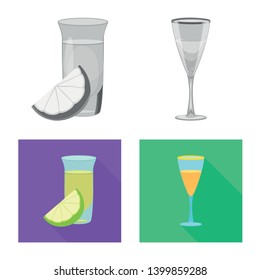 Vector illustration of drink and bar logo. Collection of drink and party stock symbol for web.