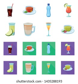 Vector illustration of drink and bar logo. Set of drink and party stock vector illustration.