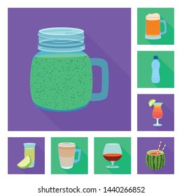 Vector illustration of drink and bar logo. Collection of drink and party vector icon for stock.