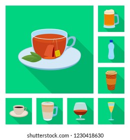 Vector illustration of drink and bar sign. Collection of drink and party stock vector illustration.