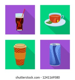 Vector illustration of drink and bar sign. Set of drink and party stock vector illustration.