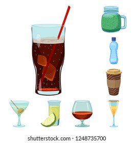 Vector illustration of drink and bar sign. Collection of drink and party stock symbol for web.