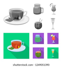 Vector illustration of drink and bar sign. Collection of drink and party stock vector illustration.
