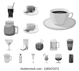 Vector illustration of drink and bar sign. Set of drink and party stock symbol for web.