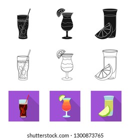 Vector illustration of drink and bar sign. Collection of drink and party stock symbol for web.