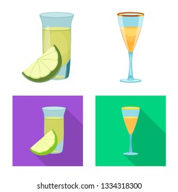 Vector illustration of drink and bar sign. Set of drink and party stock symbol for web.