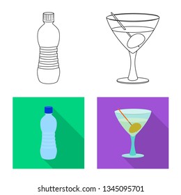 Vector illustration of drink and bar sign. Collection of drink and party stock symbol for web.