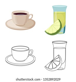 Vector illustration of drink and bar sign. Collection of drink and party vector icon for stock.