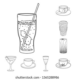 Vector illustration of drink and bar sign. Collection of drink and party stock vector illustration.