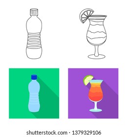 Vector illustration of drink and bar sign. Collection of drink and party vector icon for stock.