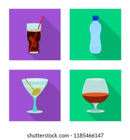 Vector illustration of drink and bar symbol. Collection of drink and party stock vector illustration.