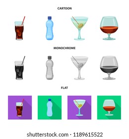 Vector illustration of drink and bar symbol. Set of drink and party stock vector illustration.