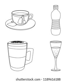Vector illustration of drink and bar symbol. Collection of drink and party vector icon for stock.
