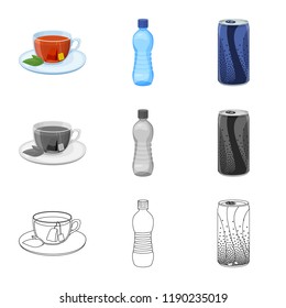 Vector illustration of drink and bar symbol. Collection of drink and party stock symbol for web.