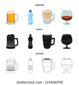 Vector illustration of drink and bar symbol. Set of drink and party vector icon for stock.