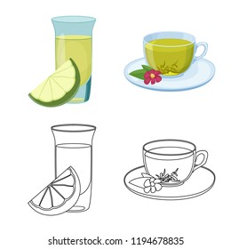 Vector illustration of drink and bar symbol. Set of drink and party stock vector illustration.