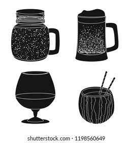 Vector illustration of drink and bar symbol. Set of drink and party vector icon for stock.
