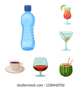 Vector illustration of drink and bar symbol. Collection of drink and party vector icon for stock.