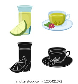 Vector illustration of drink and bar symbol. Collection of drink and party vector icon for stock.