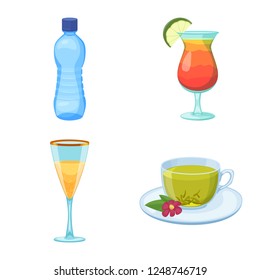 Vector illustration of drink and bar symbol. Set of drink and party stock vector illustration.