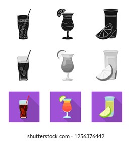 Vector illustration of drink and bar symbol. Collection of drink and party stock vector illustration.